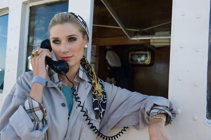 Elizabeth Debicki on a boat