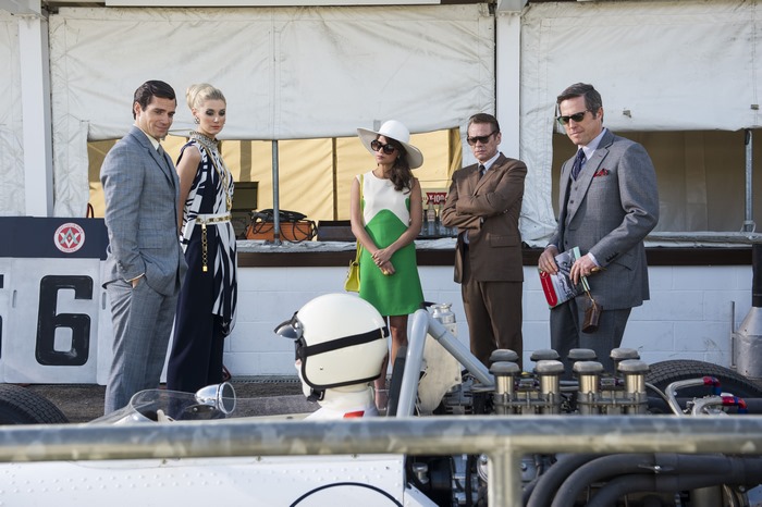Elizabeth Debicki and men at a race track