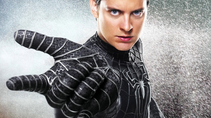 Tobey Maguire as Spider-Man in black suit
