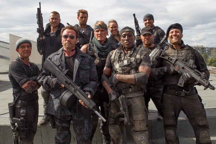 The Expendables 3 cast on a rooftop