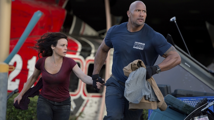 Dwayne Johnson and Carla Gugino in San Andreas