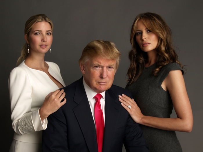 Donald Trump with Ivanka Trump and Melania Trump