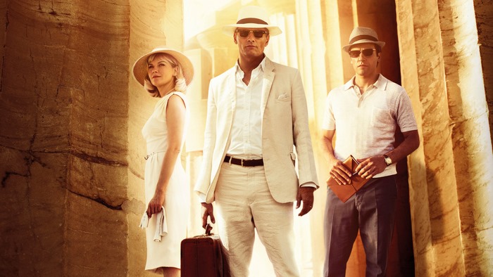 Viggo Mortensen and two others in ancient ruins