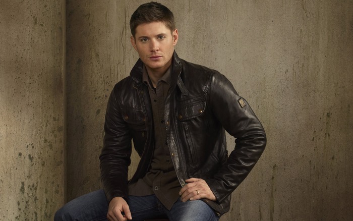 Jensen Ackles in a leather jacket