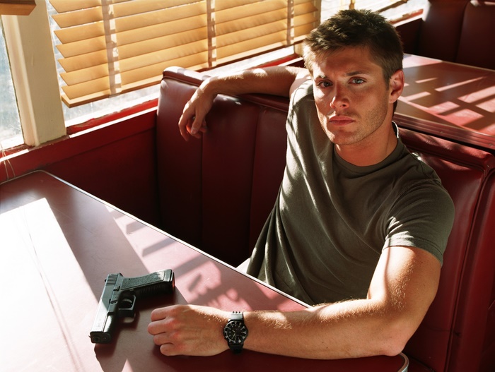 Jensen Ackles in a diner booth