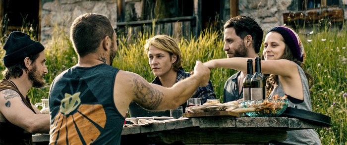 Luke Bracey and friends at a picnic