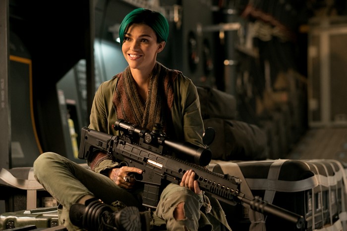 Ruby Rose with a sniper rifle