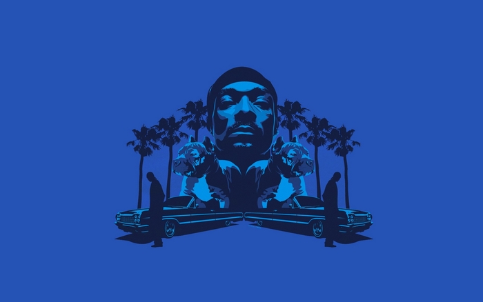 Snoop Dogg with dogs and cars