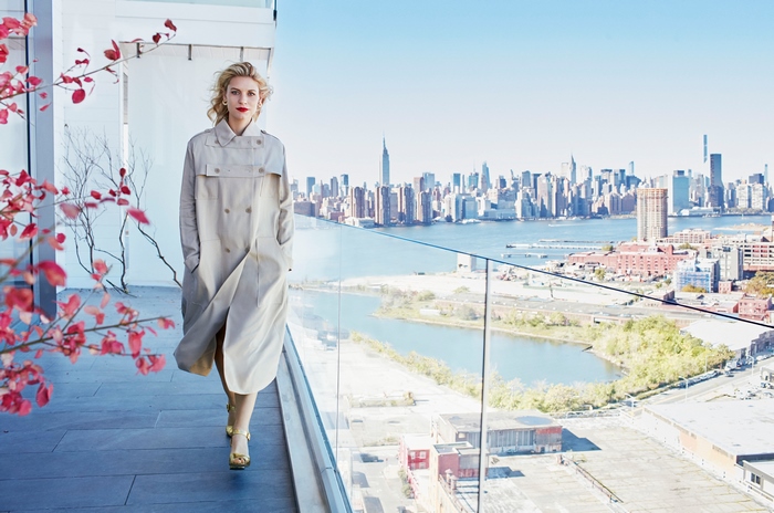 Claire Danes on a Balcony with New York City Skyline