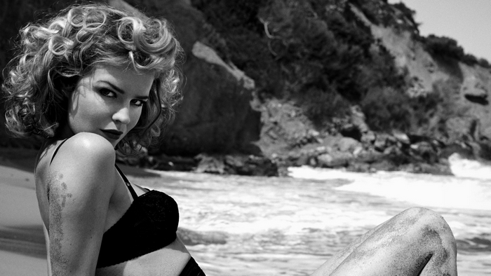 Eva Herzigová on a Beach