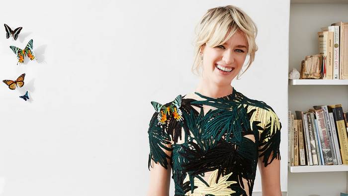 Mackenzie Davis with butterflies