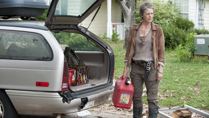 Carol from The Walking Dead with gas can
