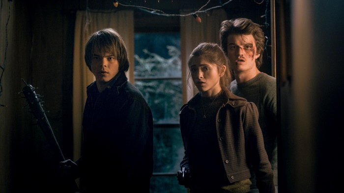 Jonathan Byers, Nancy Wheeler, and Steve Harrington from Stranger Things