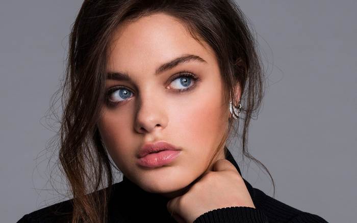 Pensive Young Woman Odeya Rush with Blue Eyes