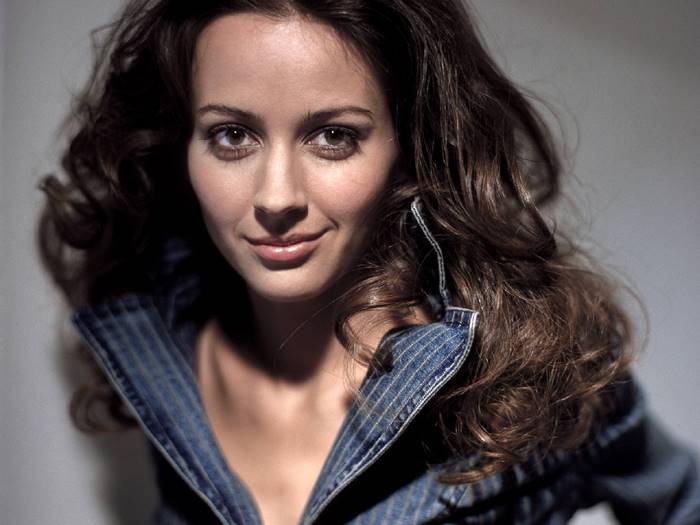 Amy Acker in a denim shirt
