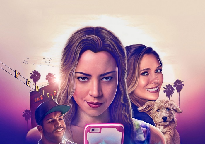 Aubrey Plaza and Elizabeth Olsen in Venice