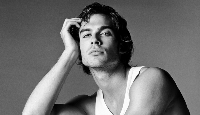 Ian Somerhalder in a white tank top