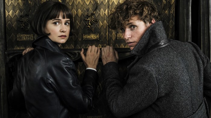 Katherine Waterston and Eddie Redmayne in Fantastic Beasts