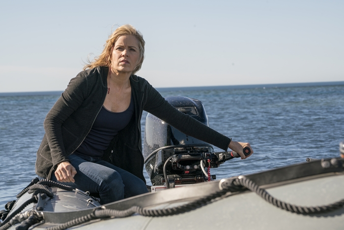 Kim Dickens on a boat