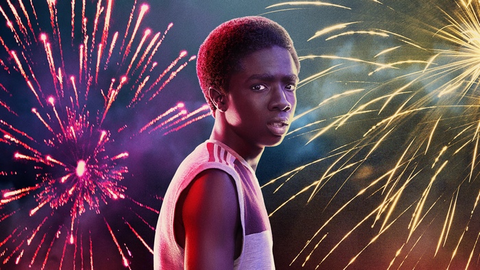 Lucas Sinclair from Stranger Things with Fireworks