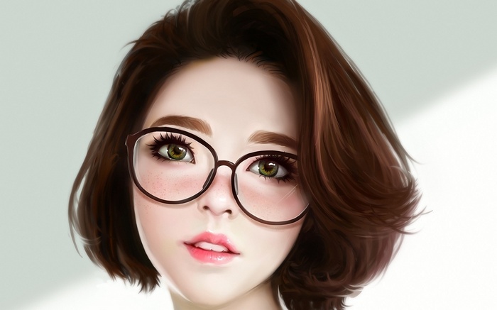 Digital painting of a young woman with glasses