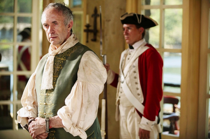 Jonathan Pryce and soldier in historical attire