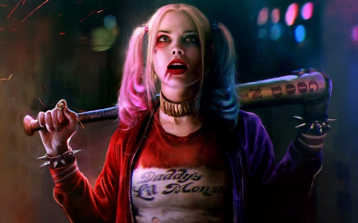 Harley Quinn from Suicide Squad with a baseball bat