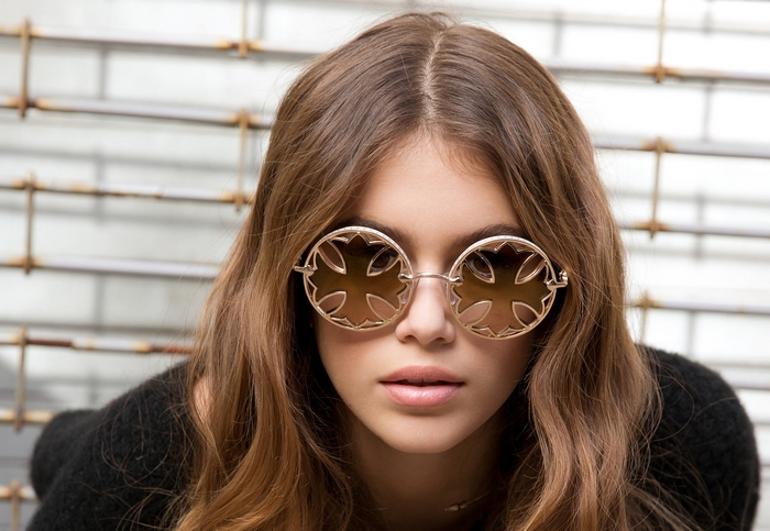 Kaia Gerber wearing sunglasses