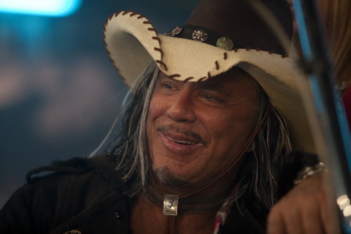 Mickey Rourke wearing a cowboy hat