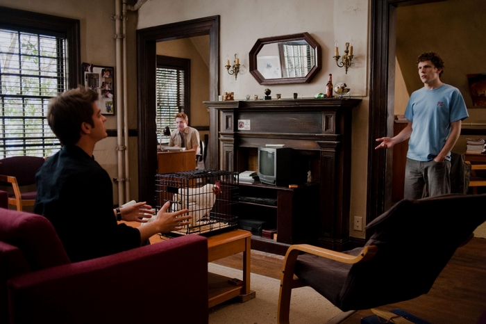 Andrew Garfield and Jesse Eisenberg in a room