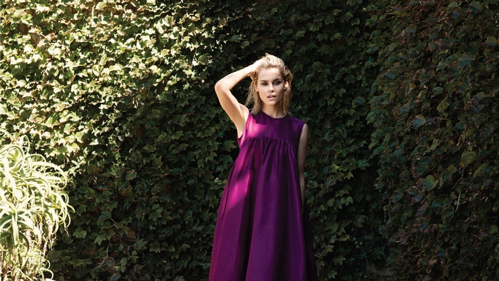 Rachael Taylor in a purple dress