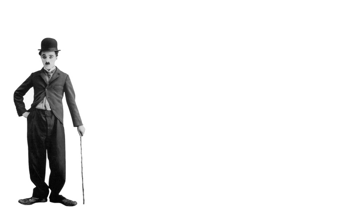 Charlie Chaplin with cane and bowler hat