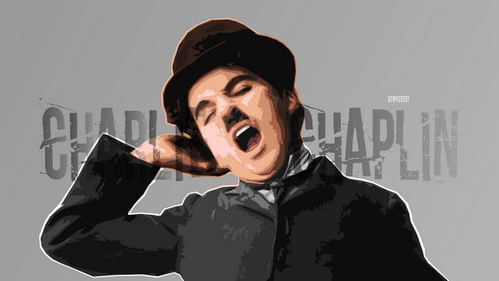 Charlie Chaplin in a stylized portrait