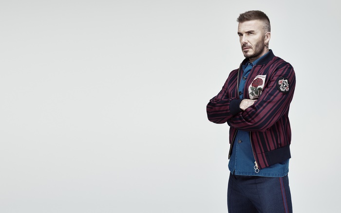 David Beckham in a bomber jacket