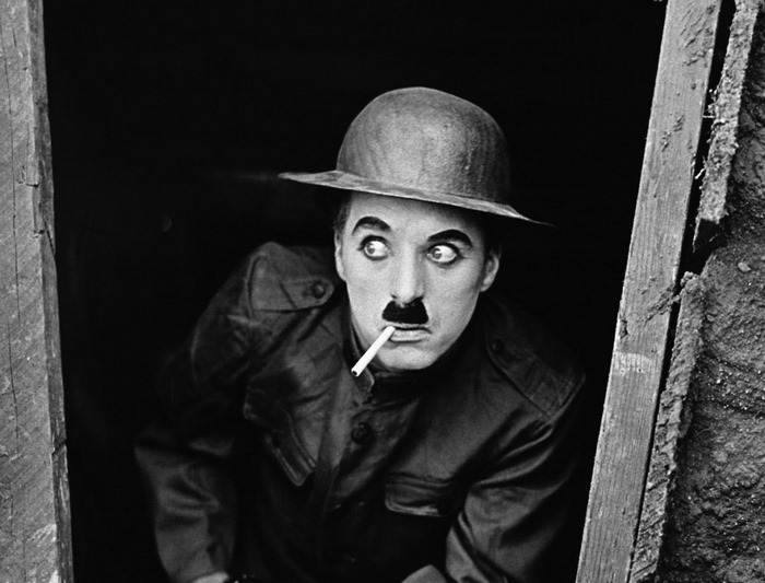 Charlie Chaplin in a trench