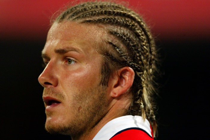 David Beckham with braided hair