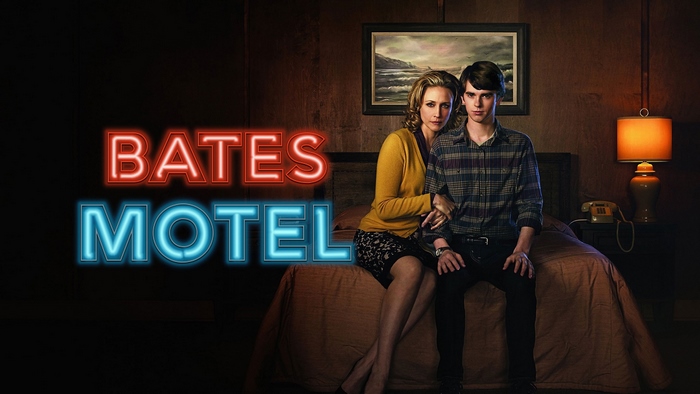 Bates Motel Neon Sign with Norma and Norman Bates