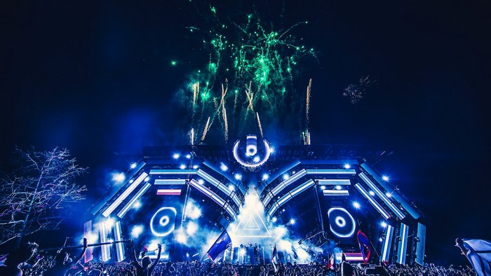 Ultra Music Festival Stage with Fireworks