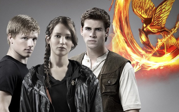 Katniss Everdeen, Peeta Mellark, and Gale Hawthorne from The Hunger Games