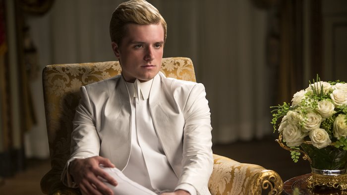 Josh Hutcherson in a white suit