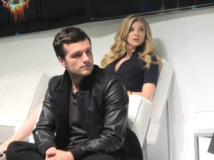 Josh Hutcherson and Natalie Dormer sitting