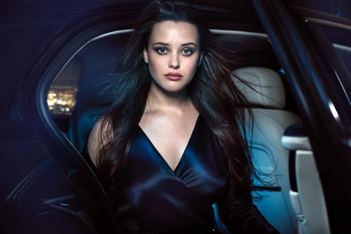 Katherine Langford Sitting in a Car at Night
