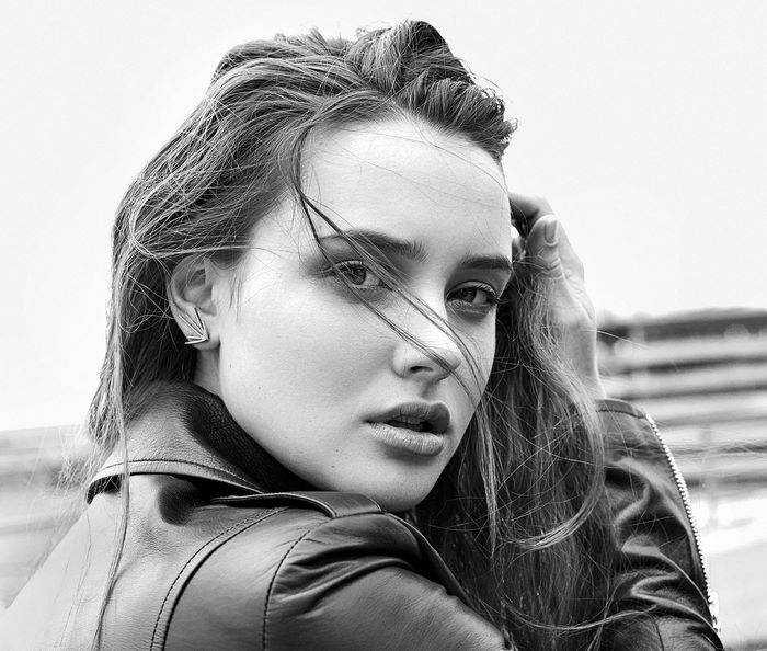 Katherine Langford in Leather Jacket