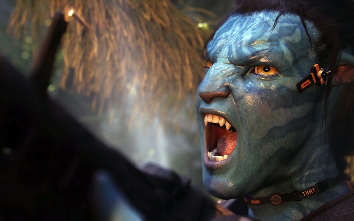Avatar character roaring in a jungle
