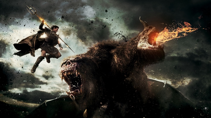 Perseus fighting a monster