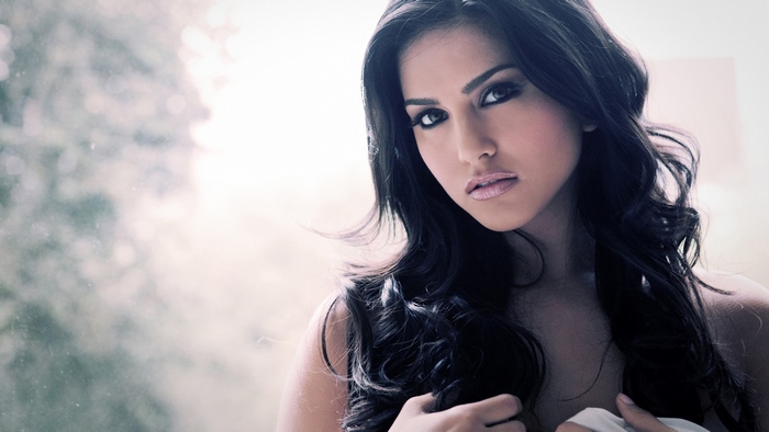 Sunny Leone Portrait with Long Dark Hair