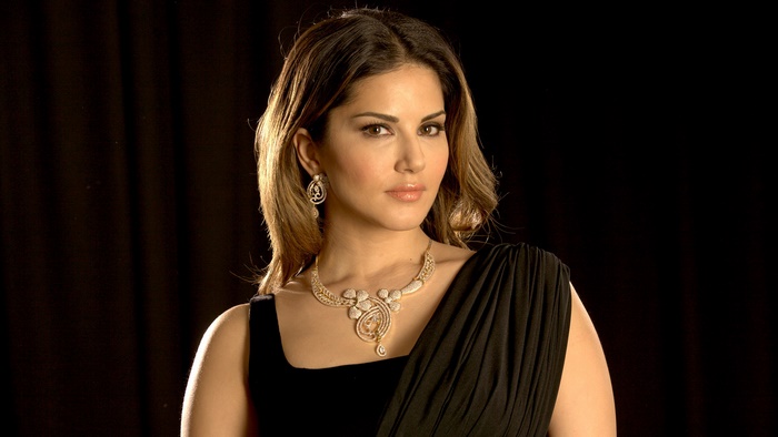 Sunny Leone in Elegant Black Dress with Jewelry