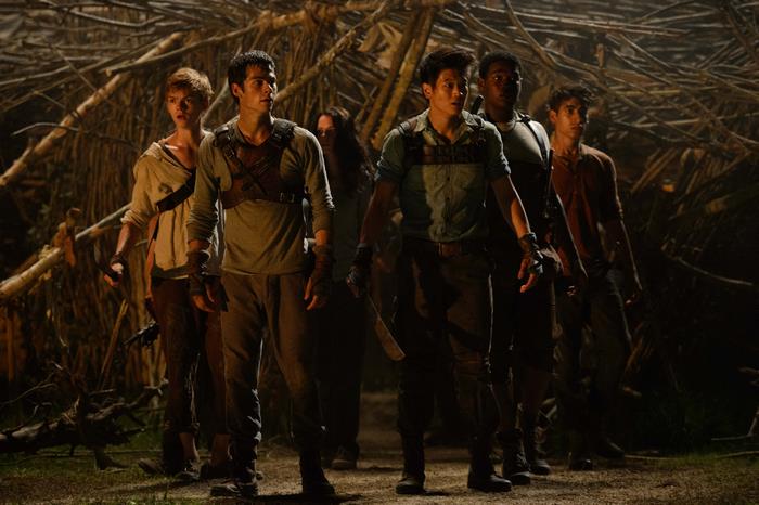 Thomas Brodie-Sangster and group in The Maze Runner