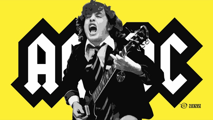 Angus Young from AC/DC performing