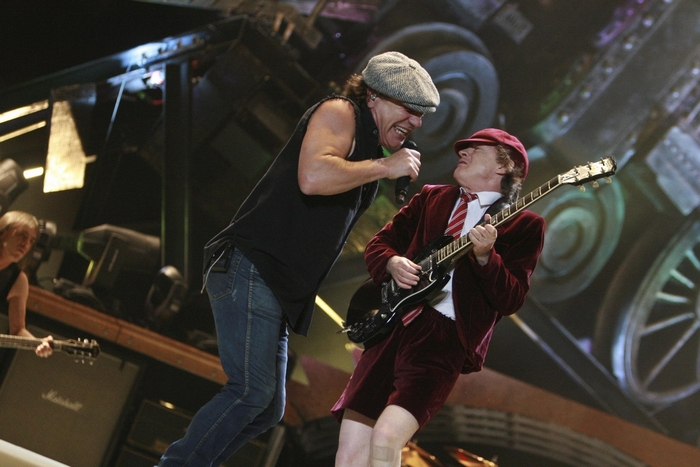 Angus Young from AC/DC performing live